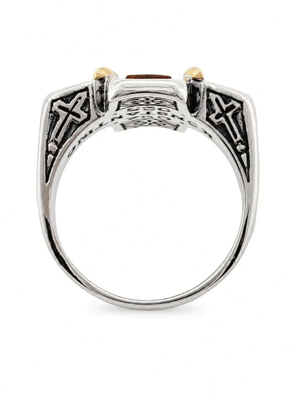 KONSTANTINO 925 Sterling Silver & 18K Gold Starvros Cross Ring Size 10